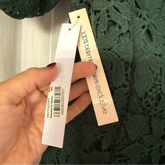 AQUA Green Floral Lace Puff-Sleeve Mini Dress S | NWT $245 - Picture 9 of 11